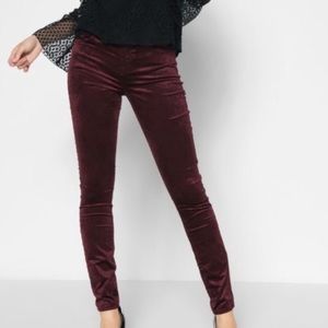 7 for All Mankind Maroon Burgundy Velvet Pants
